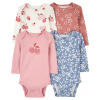 CARTER'S Body dlhý rukáv Pink/Blue Floral dievča 4ks 9m/ veľ. 74