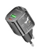 Borofone - Wall Charger Sunlight BN17 sieťová nabíjačka (dual port, USB-C + USB-A, 5V/3A, PD20W, QC3.0) - priehľadná/čierna