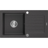 Mexen Pablo žulový kuchynský drez 1-komorový s odkvapom 752 x 436 mm, čierny fľakatý, chrómový sifón - 6510751010-76