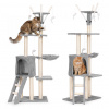 Škrabadlo pre mačku 134 cm s domčekom a hojdačkou – sivé