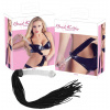 Bad Kitty - kožený bičík so skleneným dildo (priehľadno-čierny)