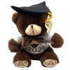 Plyšový macko v 2025 tričku 20 cm s akademickou čiapkou - tmavo-hnedý