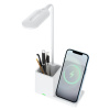 Interlook Inteligentná LED stolová lampa s bezdrôtovým nabíjaním Qi | Stolová lampa 3 v 1 s organizérom a nabíjačkou | Moderná študijná lampa s organizérom | MD-K5-15W