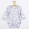 Dojčenské body celorozopínacie New Baby Classic II sivé s hviezdičkami