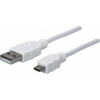 MANHATTAN Kabel propojovací USB 2.0 A Male / Micro-B Male, 1.8m, bílý 324069