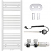 CERANO - Kúpeľňový radiátorový set Lincoln - kombinované vykurovanie, wifi tyč - stredové pripojenie 50 mm - 366W - biela matná - 1200x500 mm
