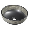 SAPHO PRIORI Ø41cm umývadlo na dosku okrúhle, bez prepadu, keramické, čierne / biele, PI025