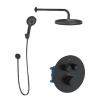 kielle Oudee - Sprchový set s termostatickou batériou pod omietku, na 2 spotrebiče, s príslušenstvom a telesom, matná čierna 20602SPT24