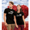 Tričká pre páry King & Queen Tričko pánske - veľkosť: XXXL, Tričko dámske - veľkosť: XL, Tričko pre páry - farba: Khaki zelená