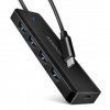 USB Hub Axagon 4x USB/USB-C, kábel USB-C 19cm (HUE-C1C) čierny
