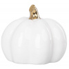 MagicHome Dekorácia MagicHome, Tekvica so zlatou stopkou, biela, porcelán, 12,7x12,3x10,8 cm