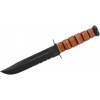 Nôž s pevnou čepeľou USMC The Legend KA-BAR®, kombinované ostrie – Čierna čepeľ, Hnedá