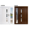 Dvojkrídlové vchodové dvere plastové Soft Venus+Sklo Nisip, Zlatý dub/Biela, 130x200 cm, ľavé