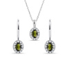Set halo šperkov z bieleho zlata s vltavínmi a diamantmi KLENOTA S0529552