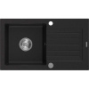Mexen Pablo žulový kuchynský drez s odkvapkávačom 752 x 436 mm, čierny, sifón chróm - 6510751010-77