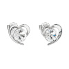 Strieborné náušnice pecka s kryštálmi Swarovski biele srdce 31259.1