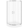 Cersanit BASIC SET Štvrťkruh. sprch. kút 90x90x185 Chr. Číre s+vanička TAKO 90x16 S601-118 S601-118