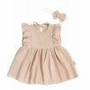 Baby Nellys 2-dielna sada mušelínove šatočky + čelenka, béžové, veľ. 74 68 (3-6m)
