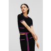 SVETER KARL LAGERFELD TEXTURED CLASSIC KNIT TOP BLACK/IRIS ORCHID