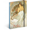 Notes Alfons Mucha – Hudba, linajkovaný, 13 × 21 cm