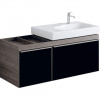 Geberit Citterio - Skrinka pod umývadlo 750 mm, s odkladacou plochou, lesklá čierna/sivohnedý dub 500.563.JJ.1