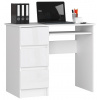 Bývaj s nami SK, Dizajnový písací stôl JIŘÍ90L, biely / biely lesk MDF