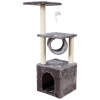 LEAN 13876 Škrabadlo pre mačky s domčekom a tunelom 31x31x78 cm, sivé