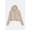 SVETER GANT SHIELD CROPPED CABLE ZIP HOODIE EGGSHELL