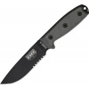 Esee 4 Black Micarta Part Serrated s hnedým púzdrom