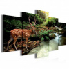 Obraz na plátne viacdielny - OB3942 - Jeleň v lese 100cm x 50cm - S19