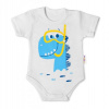 Baby Nellys Bavlnené dojčenské body, kr. rukáv, Drak Eda - biele 80 (9-12m)