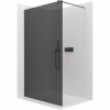 CERANO - Sprchová zástena Walk-in Onyx Round Ľ/P - 8 mm - guľatá vzpera - čierna matná, grafitové sklo - 50x200 cm