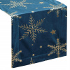 Vianočný behúň na stôl 40x140 cm, tmavomodrý z velvetu s potlačou