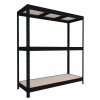 Veľký regál do skladu Biedrax 60 x 160 x 177 cm, 3 police - čierny/MDF 6 mm, 400 kg/pol.