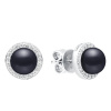 Gaura Pearls Stříbrné náušnice s černou 6-6.5 mm perlou Armonda, stříbro 925/1000 SK21483E/B Černá