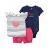 CARTERS CARTER'S Set 3dielny body kr. rukáv, tričko kr. rukáv, kraťasy Strawberry Stripes dievča NB/ veľ. 56