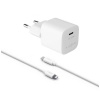 FIXED Mini USB-C Travel Charger 30W + USB-C/Lightning Cable, white FIXC30M-CL-WH