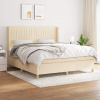 vidaXL Posteľný rám boxspring s matracom krémový 160x200 cm látka