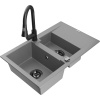Mexen Gaspar granitový drez 1,5-komorový s odkvapkávačom a kuchynskou batériou Elia, šedý - 6507-71-670101-70-B