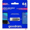 Goodram USB flash disk, USB 3.0, 64GB, ODA3, strieborný, USB A / USB C, s otočnou krytkou ODA3-0640S0R11