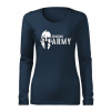 DRAGOWA Slim dámske tričko s dlhým rukávom spartan army, tmavo modrá 160g/m2 - XL