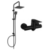 Mexen Tord nadstavbová sprchová súprava s hlavovou sprchou a sprchovou batériou Pecos, čierna - 72740200-70