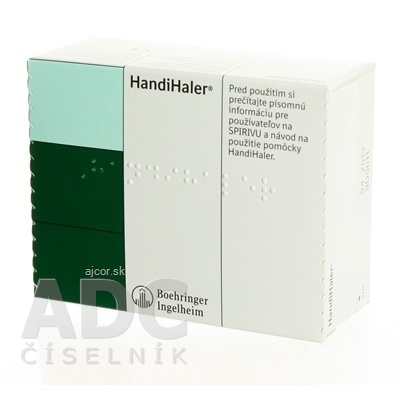 Boehringer Ingelheim International GmbH HandiHaler inhalátor inhalačná aplikácia kapsúl lieku Spiriva 1x1 ks