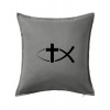 Ježíšova ryba - Vankúš 50x50 - 50x50 - Vrátane výplne ( Tmavosivý melír )