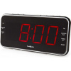 NEDIS digitální budík s rádiem/ LED displej/ 3,5 mm jack/ AM/ FM/ odložené buzení/ časovač vypnutí/ 2 alarmy/ černý CLAR004BK