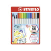 STABILO Pen 68 brush - prémiová fixka s variabilným hrotom - Meatal Box -15 ks v rôznych farbách
