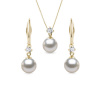 Set šperkov zo žltého zlata s Akoya perlami a diamantmi KLENOTA S0626403