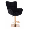 LuxuryForm DESIGN Barové kreslo AURORA VELUR na zlatej hranatej podstave - čierne