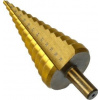 Vrták stupňovitý, 4-39mm, stupňování po 3mm, 13 otvorů, stopka 13mm, TiN, GEKO