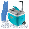 Turistická chladnička na kolieskach, tyrkysová Pinnacle 30L + 5 chladiacich vložiek 500ml
